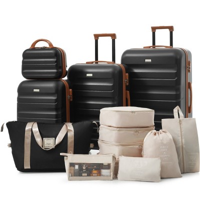 8 Piece Lightweight Spinner Luggage Set with Duffel and Packing Cubes for Travel and Business 12/20/24/28 Inch - Cuddlewood