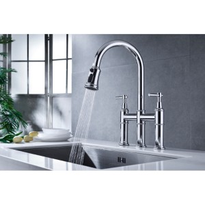 Spot-Free Bridge Style Kitchen Faucet with Detachable Spray Head - 1 of 4
