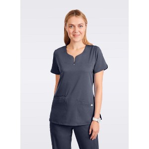 Moxie Scrubs Ashley Top – Soft Split Neck Women's Scrub Top with 4-Way Stretch, Quick Dry Fabric, Zipper Pocket, Plus Sizes XXS–5X - 1 of 4