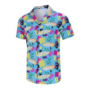 BLUEMING Men's Hawaiian Shirt Short Sleeve Floral Button Down Shirts Hot Holiday Beach Shirts - 1 of 4