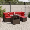 vidaXL 6 Piece Patio Sofa Set with Cushions Brown Poly Rattan - 2 of 4