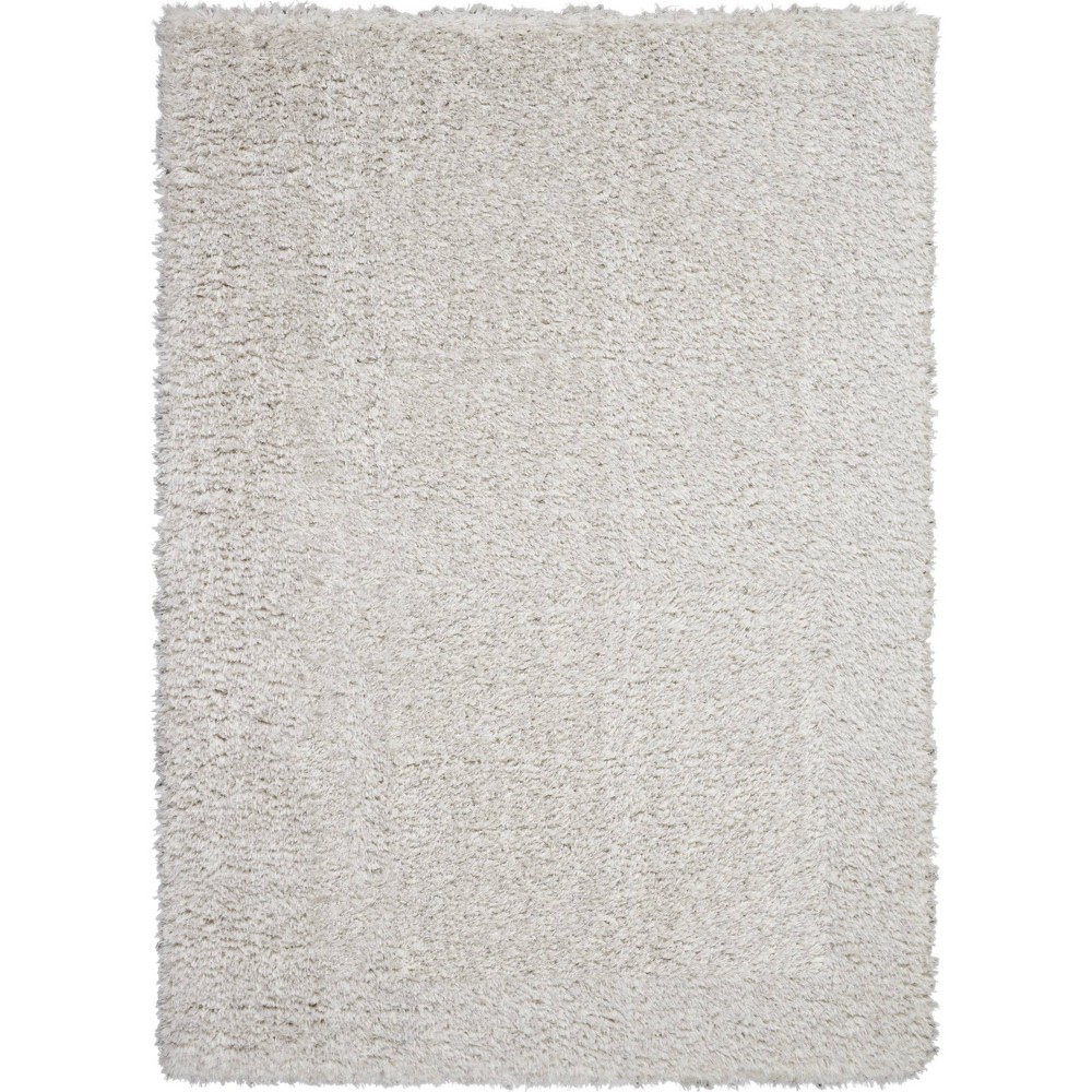 Photos - Doormat Nourison 5'x7' Luxe Shag Solid Machine Woven Indoor Area Rug Light Gray 