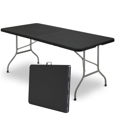 SKONYON 6 ft Portable Folding Table Rectangle Fold-in-Half Table for Indoor and Outdoor