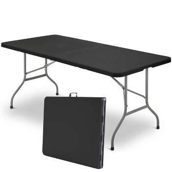 SKONYON 6ft Folding Table, Portable Plastic Tables Black