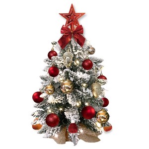 A 2-foot mini Christmas tree with lightweight Christmas decorations,featuring home and office desktop Christmas decorations - 1 of 4