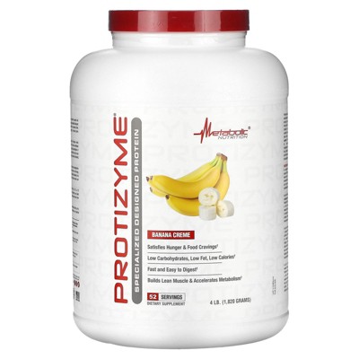 Metabolic Nutrition, Protizyme, 100% Whey Protein Powder, High Protein, Low Carb, Low Fat Whey Protein, Digestive Enzymes, 24 Essential Vitamins and