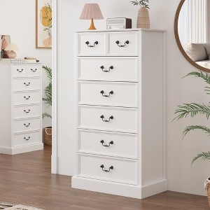 Whizmax 7 Drawers Farmhouse Dresser Chests, 52" Tall Wood Rustic Tall Chest of Drawers, Dressers Organizer Storage - 1 of 4