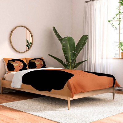 Deny Designs EELISE_NDRI Mean Greens Comforter Set Orange