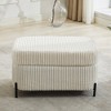 Airsurfer Medium Cream Ottoman Modern Ribbed Upholstery Ottoman Multipurpose Furniture for Living Room Relaxation - 3 of 4