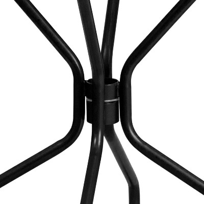 Black Round Steel Patio Table with Umbrella Holder