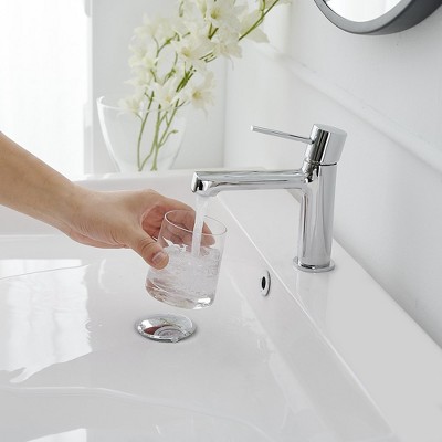 Polished Chrome Single Handle Modern Bathroom Faucet