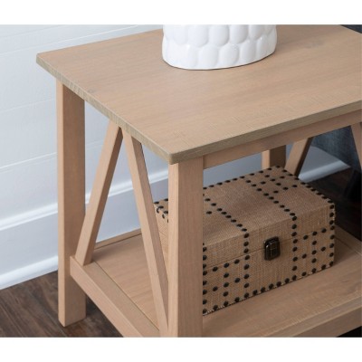 Rustic Driftwood Square Wood End Table with Spacious Shelf