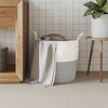 Aghana Digitals Medium Grey Cotton Collapsible Storage Basket with Woven Texture & Handles for - 3 of 4