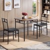 VECELO Dining Room Wooden Kitchen Table and Pu Cushion Chair Sets for Small Space, Retro Brown - 2 of 4