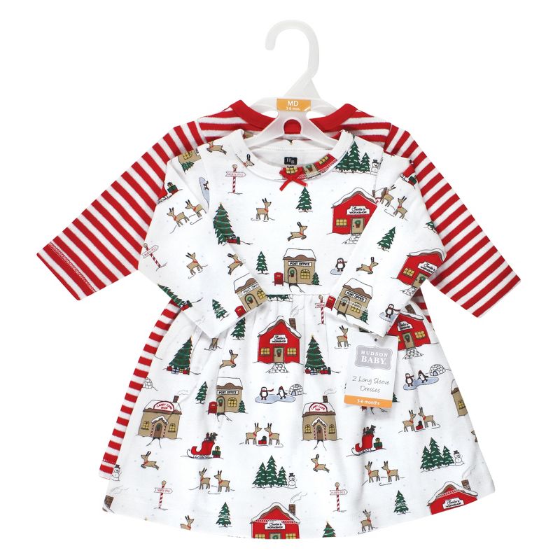 Hudson Baby Infant and Toddler Girl Cotton Dresses, North Pole, 2 of 5
