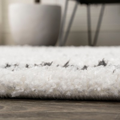 Calvia Moroccan Diamond Shag Black and White Runner Rug