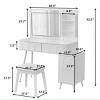 Modern Vanity Table Set with Lighted Mirror & Drawer Storage, Adjustable Makeup Desk with Stool for Bedroom Use-Cuddlewood - 4 of 4