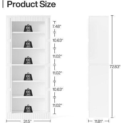 Tribesigns 73" White Modern 6-Tier Wood Bookcase