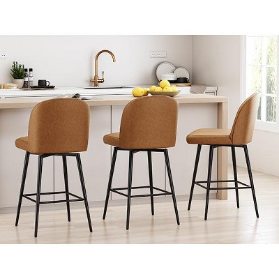 Dyonery Swivel Bar Stool with Back Support & Footrest, 26.9" Counter Height Kitchen Island Stools for Dining & Home Bar