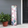 HomeRoots 36" White Pink And Blue Solid Wood Floral Bouquet Hello Spring Porch Sign - 2 of 4