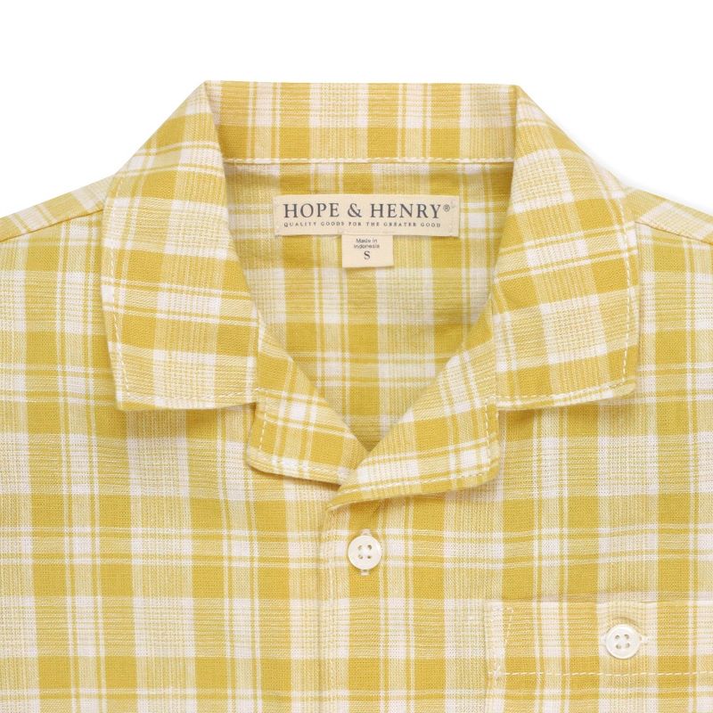 Hope & Henry Boys' Linen Short Sleeve Camp Shirt, Infant, 3 of 7