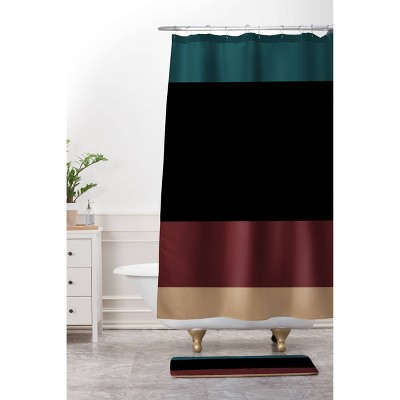 Color Poems Contemporary Color Block Shower Curtain Green/Brown - Deny Designs