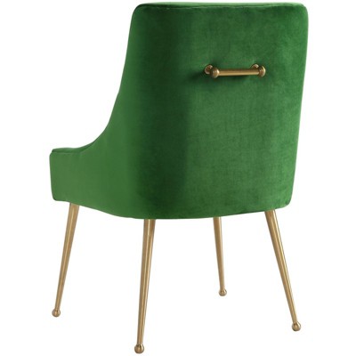 Elegant Green Velvet Upholstered Side Chair with Gold Metal Legs