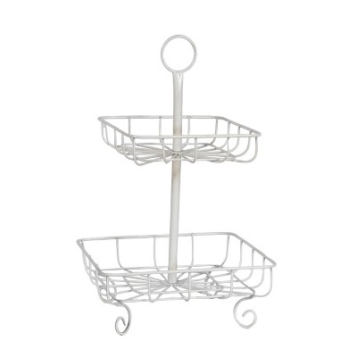 VIP Metal 17.75 in. White 2-Tier Rectangle Wireframe Tray