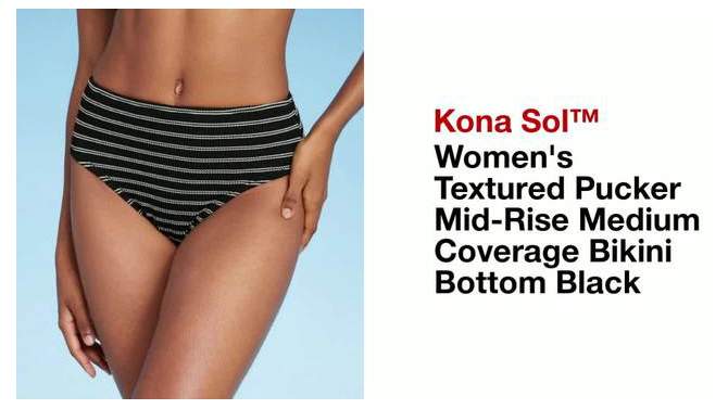Women's Pucker Textured Mid-Rise Medium Coverage Bikini Bottom - Kona Sol™, 2 of 7, play video