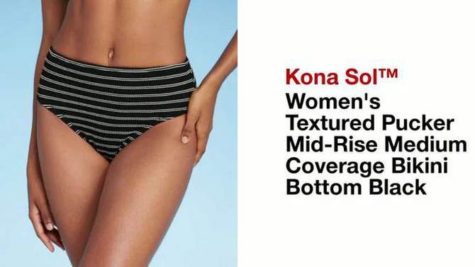 Women's Pucker Textured Mid-Rise Medium Coverage Bikini Bottom - Kona Sol™, 2 of 7, play video