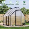 6x7ft Sturdy Aluminum Greenhouse with Polycarbonate Panels, Quick Assembly, Adjustable Roof Vent & Weather-Resistant Design for Outdoor Gardening - 2 of 4