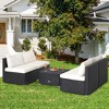 Tangkula 5PCS Patio Outdoor Rattan Sofa Conversation Set w/ Seat & Back Cushions Off White - 2 of 4