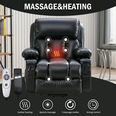 Vynxaria Black Power Electric massage lift lounge chair suitable for the elderly with heating and vibration