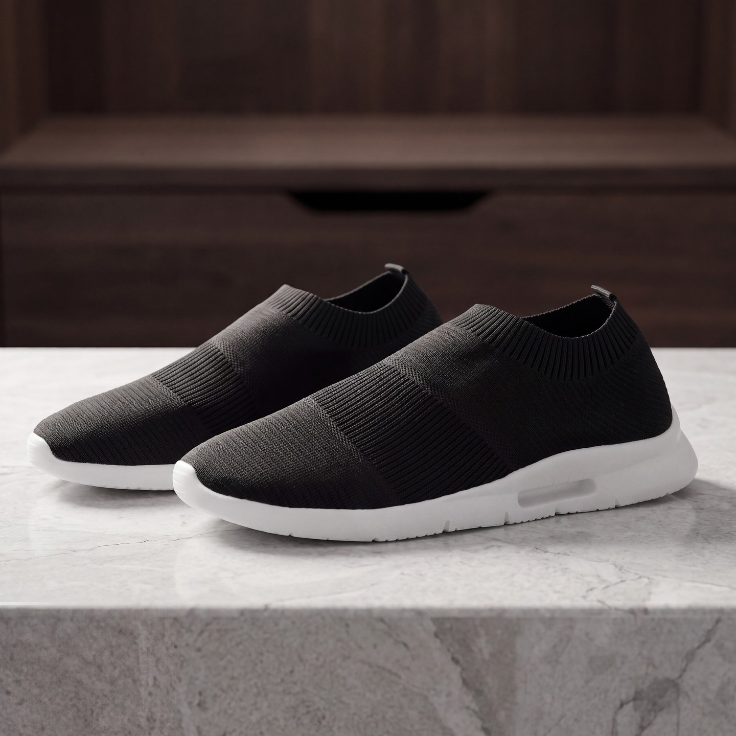 Мужские кроссовки BLISSFUL STEP Athletic Shoe Casual Breathable Lightweight Fashion Sneakers 9 Black White, цвет: Чёрный — фото 3