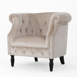 Akira New Velvet Club Chair Champagne Yellow - Christopher Knight Home, Beige