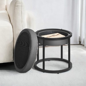 LUIZ Collection - Ottoman Footstool, Round Ottoman, Vanity Chair Stool, Footrest, Reversible Top, Side Table - 1 of 4