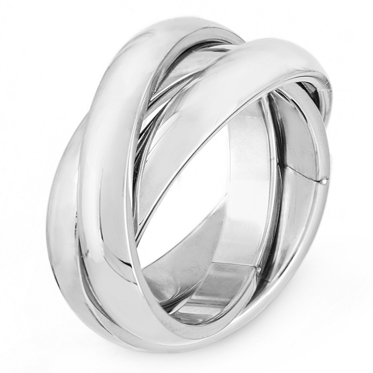 Women's Polished Interconnected Links Steel Ring - West Coast Jewelry