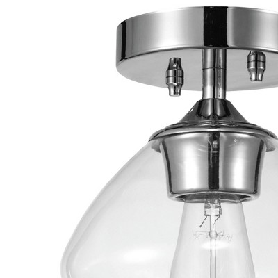 Harrow 9" Chrome Semi-Flush Mount with Curved Clear Glass Shade