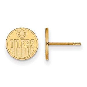 Black Bow Jewelry 14k Yellow Gold Plated Sterling Silver Edmonton Oilers NHL Stud Earrings - 1 of 3