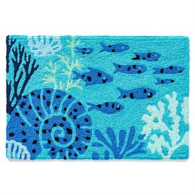 Jellybean Aquamarine Fish & Coral Doormat – Vibrant Coastal Design, 20" x 30", Indoor/Outdoor