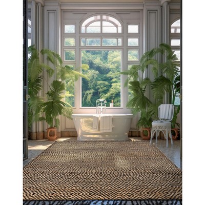Handmade Black and Natural Braided Jute Rug 9' x 12'