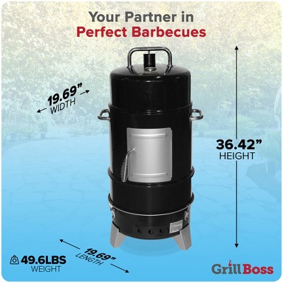 Grill Boss Black Vertical Charcoal Smoker with Grill Cover
