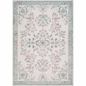 Hauteloom Meyly Pink & Green Washable Area Rug - 1 of 4