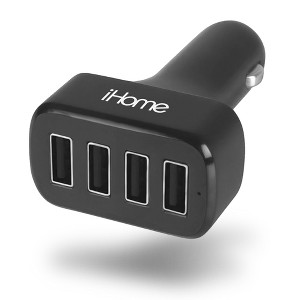 iHome USB Car Charger, 5.4A Output, 4 USB Ports, Slim & Durable Design, Universal Car Charger - 1 of 4