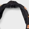 Halloween Ghost and Pumpkin Charm Top Knot Headband - Black - 4 of 4