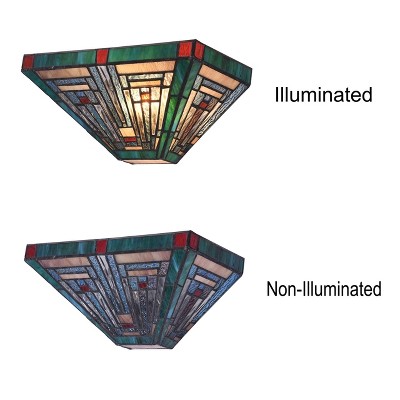 Tiffany-Style Blackish Bronze Mission 12" Wall Sconce