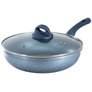 Oster Havendale 3 Quart Nonstick Aluminum Saute Pan with Lid in Metallic Blue - 1 of 4