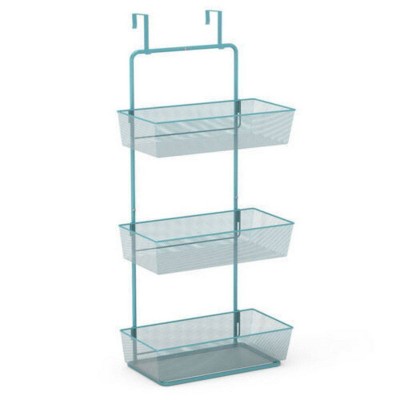 NEX 3 Tier Over the Door Basket Organizer with 3 Tier Mesh Basket Hanging Storage Unit: Metal Shelving, Blue, 30 lb Capacity