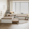 Whisen Twin Size L-shaped Platform Bed with Trundle and Drawers Linked with built-in Desk - 3 of 4