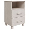 vidaXL Nightstand Storage Bedside Cabinet Nightstand with 2 Drawers Pine Wood - White Set of 2 - 3 of 4